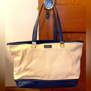 Kate Spade Blue and Cream Tote Bag